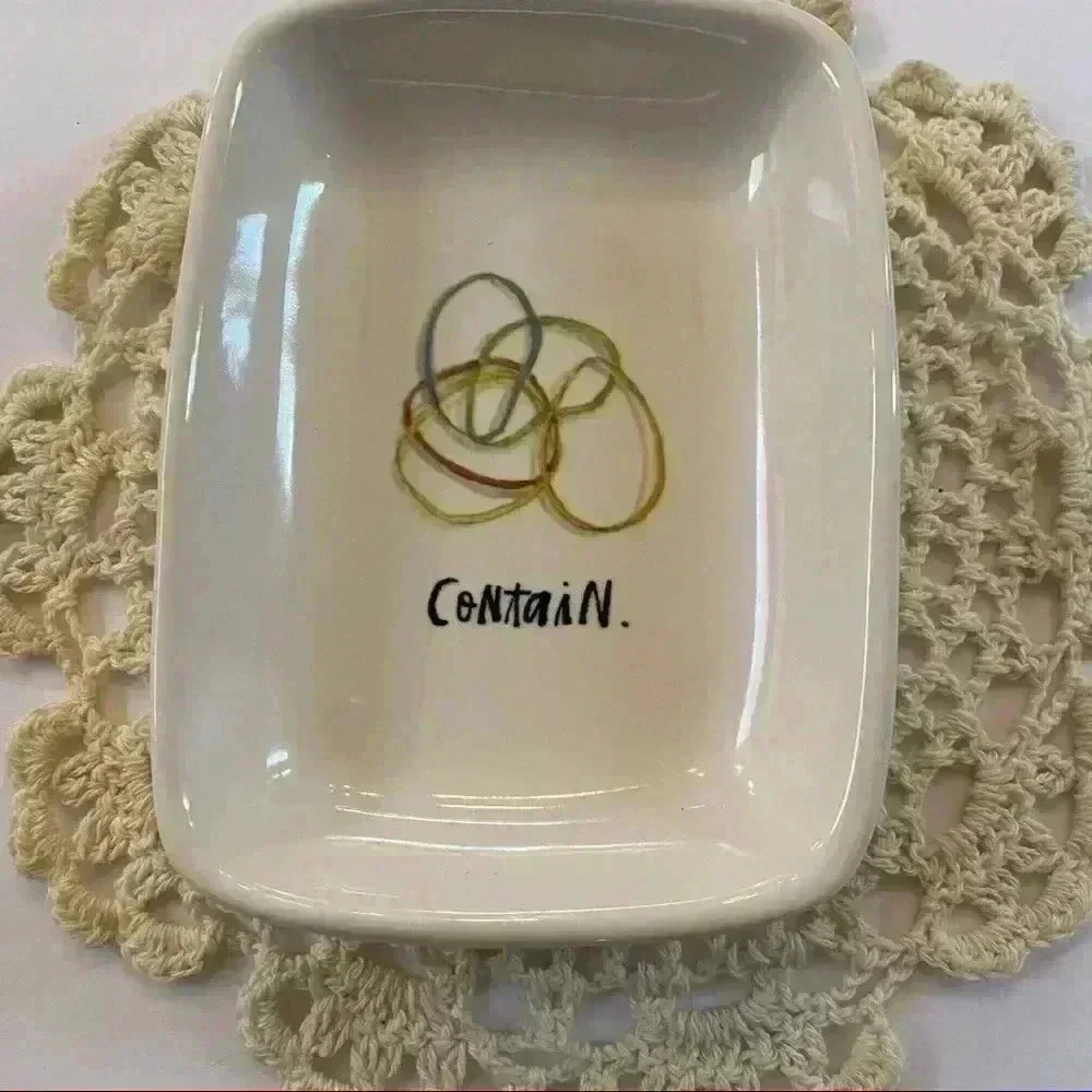 Rae Dunn magnet set & “Contain” Dish